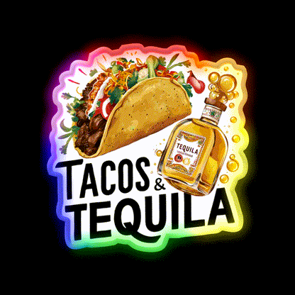 Tacos And Tequila Party Drink Tequila Led Neon Sign Wall Light Rgb Color - LED neon sign close-up detail