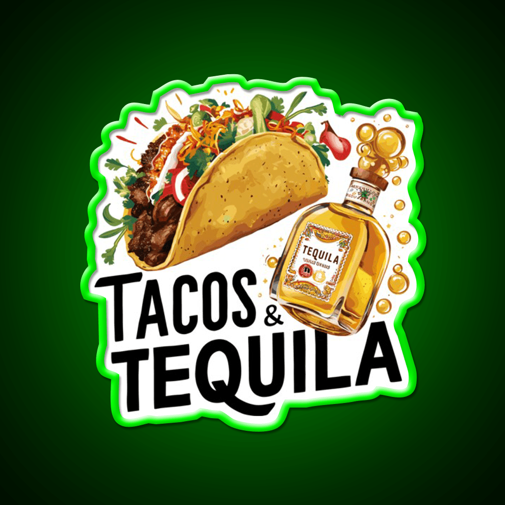 Tacos And Tequila Party Drink Tequila Led Neon Sign Wall Light Rgb Color - Shineneon