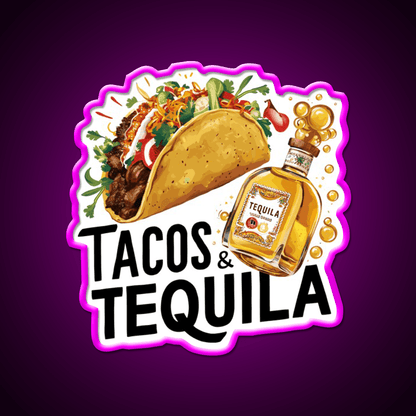 Tacos And Tequila Party Drink Tequila Led Neon Sign Wall Light Rgb Color - Shineneon