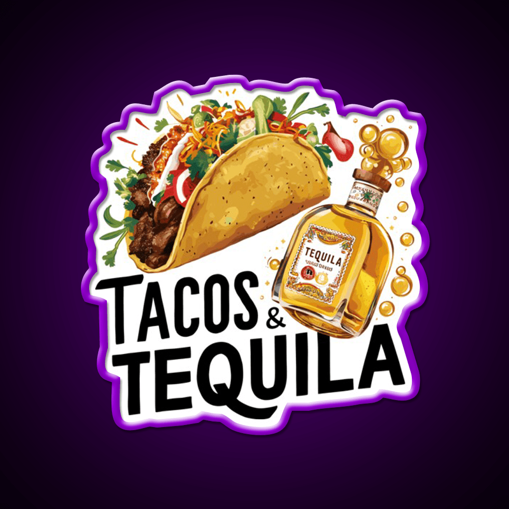 Tacos And Tequila Party Drink Tequila Led Neon Sign Wall Light Rgb Color - Shineneon