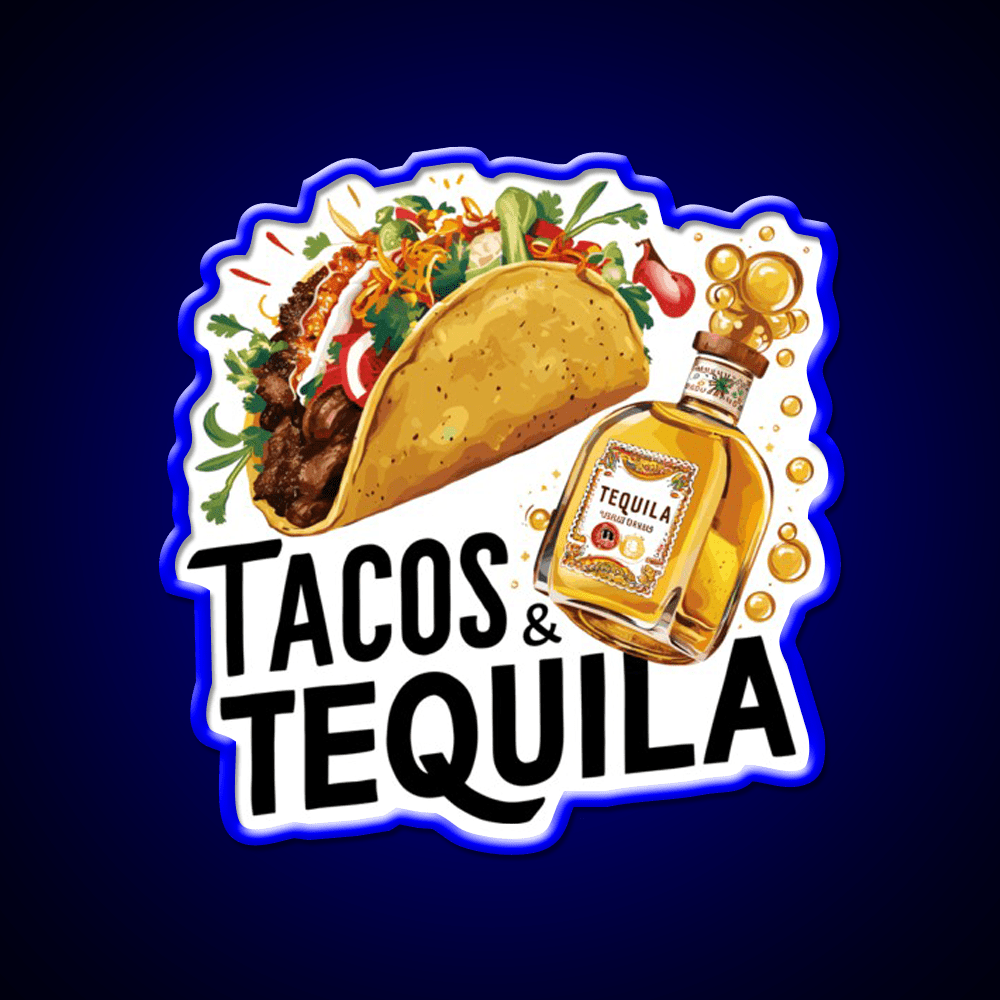 Tacos And Tequila Party Drink Tequila Led Neon Sign Wall Light Rgb Color - Shineneon