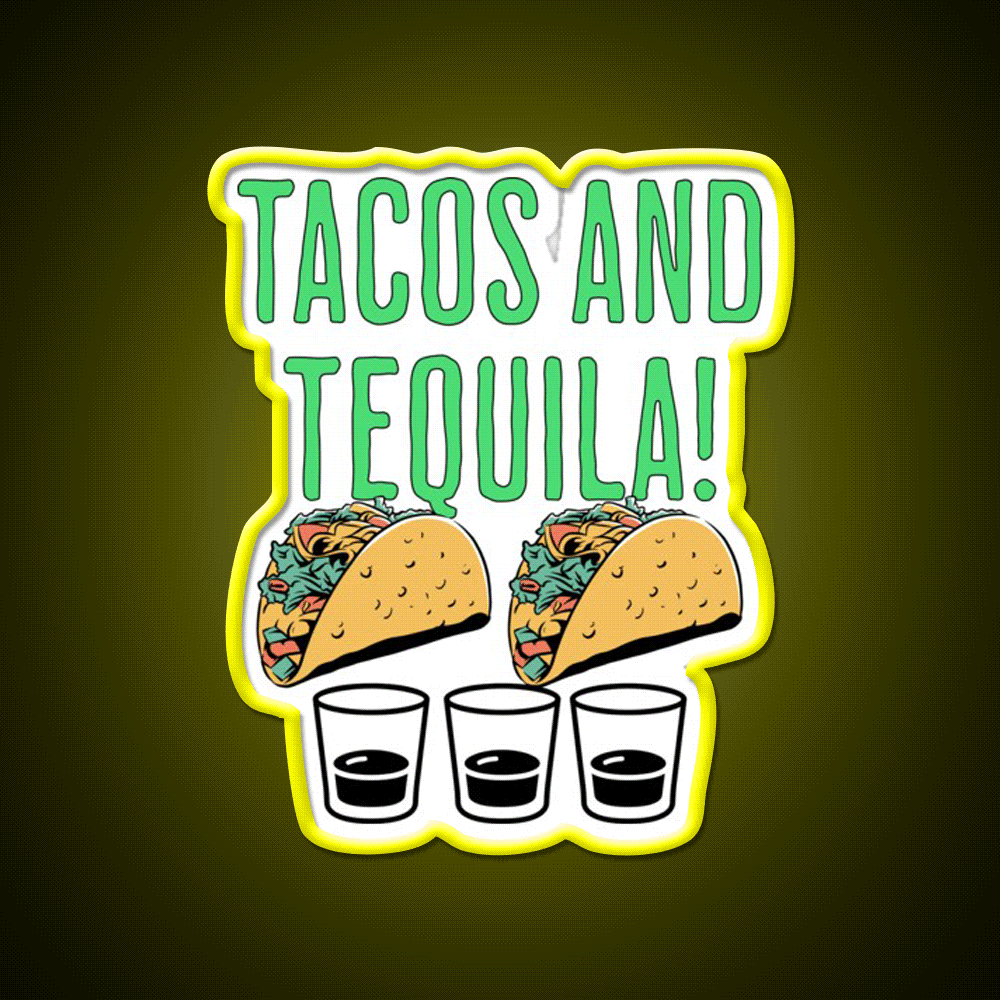 Tacos And Tequila Taco Tuesday Fun Party Drink Tequila Led Neon Sign Rgb Color - Custom LED neon sign front view