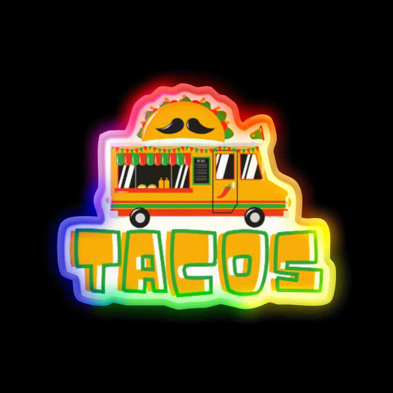Tacos Are Self Care Taco Led Neon Sign Mexican Food Sign Rgb Color - LED neon sign close-up detail