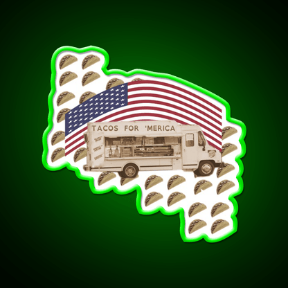 Tacos For Merica Taco Led Neon Sign Mexican Food Sign Rgb Color - Shineneon