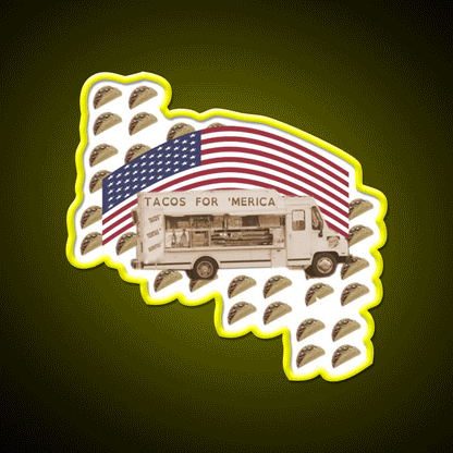 Tacos For Merica Taco Led Neon Sign Mexican Food Sign Rgb Color - Custom LED neon sign front view