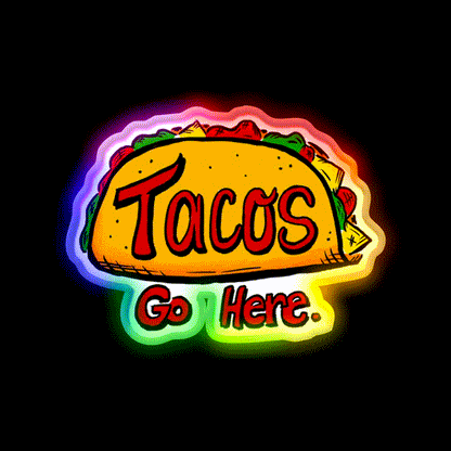 Tacos Go Here Mask Taco Led Neon Sign Mexican Food Sign Rgb Color - LED neon sign close-up detail
