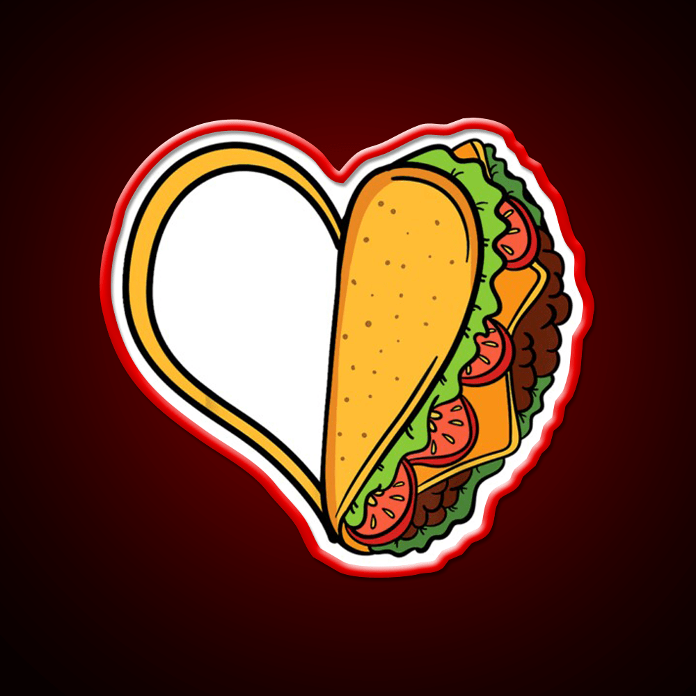 Tacos Heart Mexican Dish Street Food Taquitos Taco Led Neon Sign Rgb Color - Shineneon
