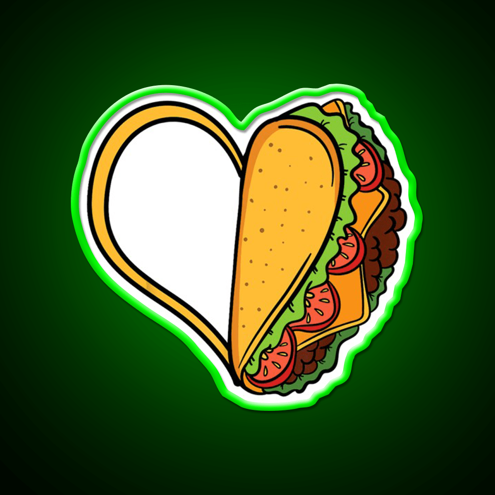 Tacos Heart Mexican Dish Street Food Taquitos Taco Led Neon Sign Rgb Color - Shineneon