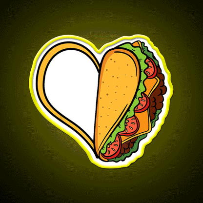 Tacos Heart Mexican Dish Street Food Taquitos Taco Led Neon Sign Rgb Color - Custom LED neon sign front view