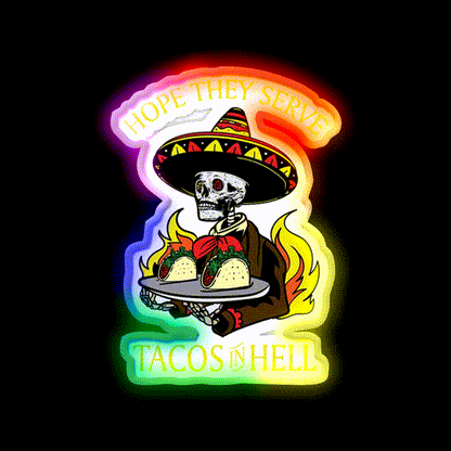 Tacos In Hell Satanic Hail Satan Occult Taco Led Neon Sign Rgb Color - LED neon sign close-up detail