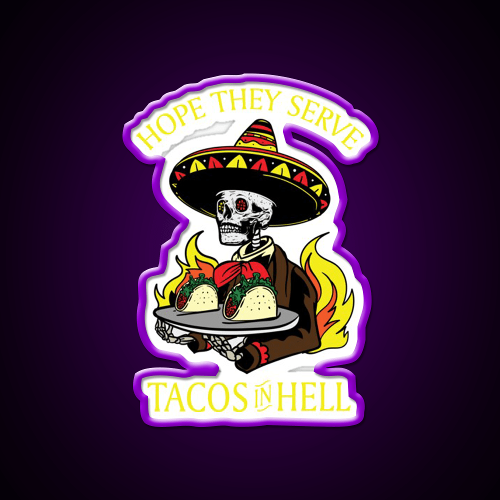 Tacos In Hell Satanic Hail Satan Occult Taco Led Neon Sign Rgb Color - Shineneon