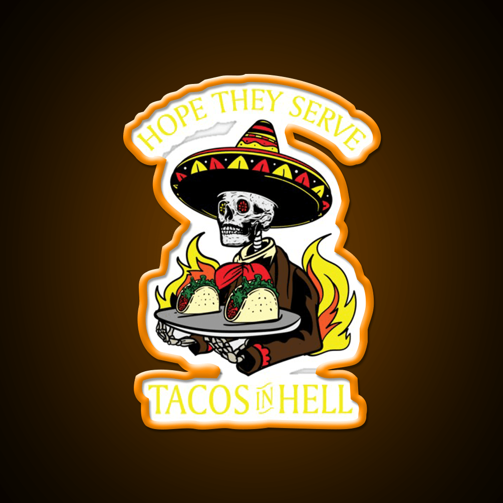 Tacos In Hell Satanic Hail Satan Occult Taco Led Neon Sign Rgb Color - Shineneon