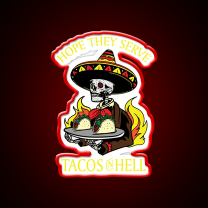 Tacos In Hell Satanic Hail Satan Occult Taco Led Neon Sign Rgb Color - Shineneon