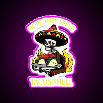 Tacos In Hell Satanic Hail Satan Occult Taco Led Neon Sign Rgb Color - Shineneon