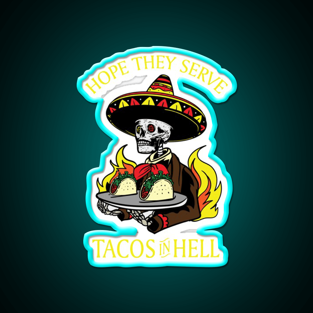 Tacos In Hell Satanic Hail Satan Occult Taco Led Neon Sign Rgb Color - Shineneon