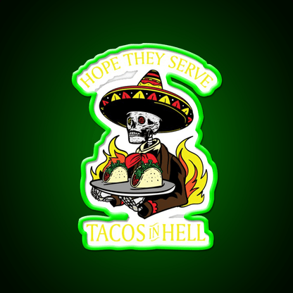 Tacos In Hell Satanic Hail Satan Occult Taco Led Neon Sign Rgb Color - Shineneon