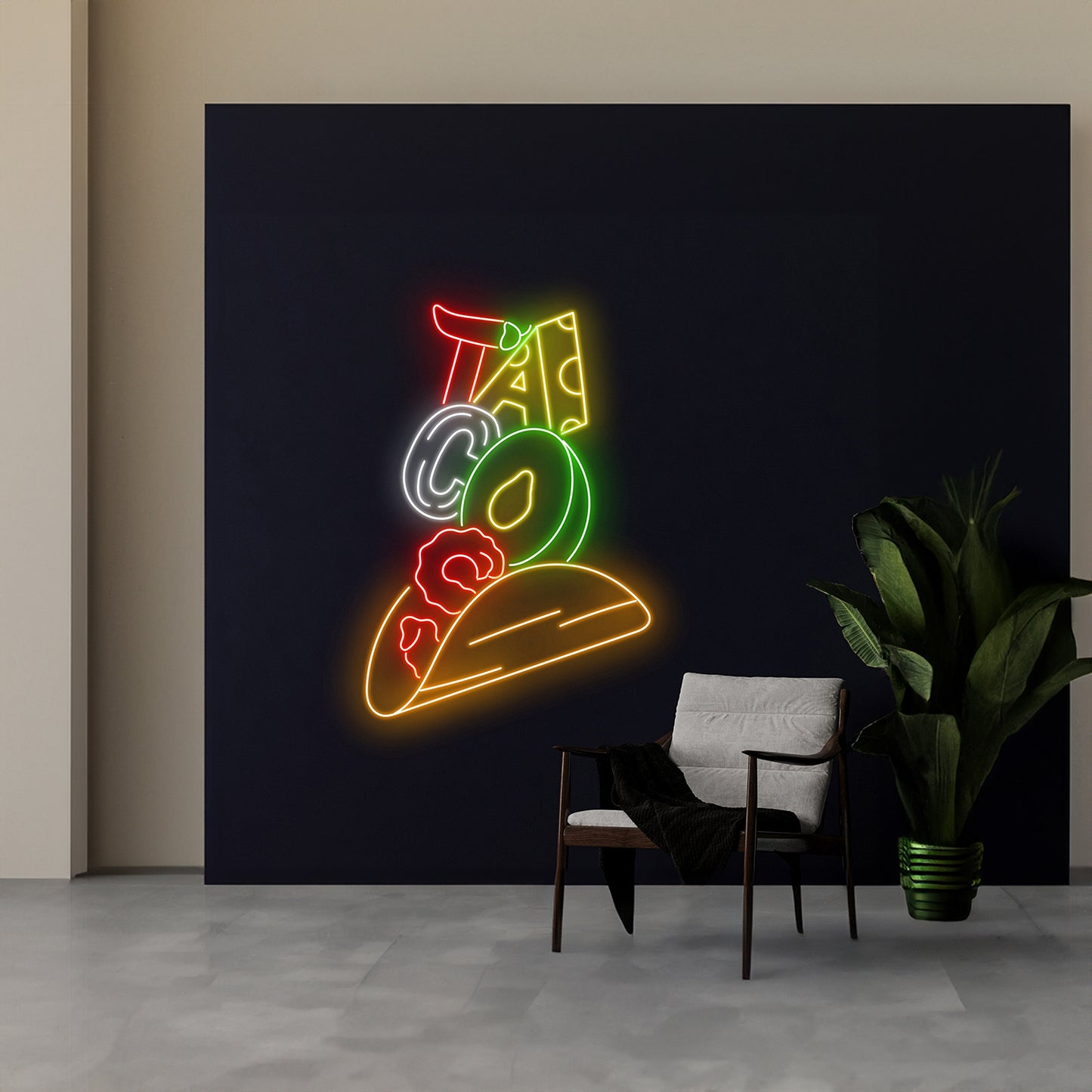 Tacos Neon Sign Restaurant Room Wall Decor