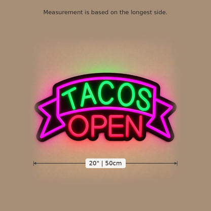 Tacos Open Green Pink LED Neon Sign - Shineneon