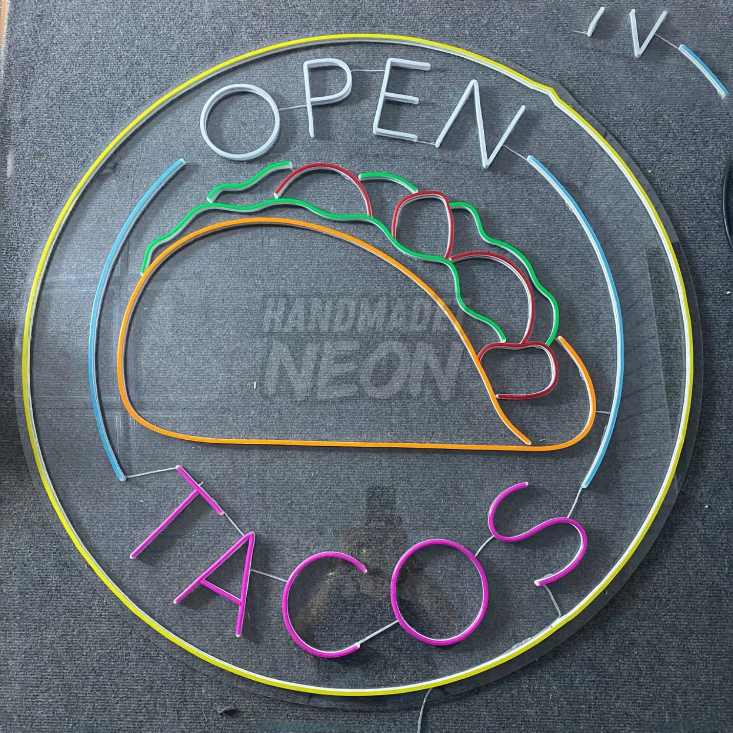 Tacos Open Led Sign Fast Food Restaurant Wall Decor | Shineneon
