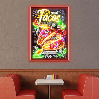 Tacos Poster Mexican Fast Food Menu Acrylic Led Sign | Shineneon