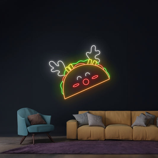 Tacos Reindeer Neon Sign Room Wall Art Decor