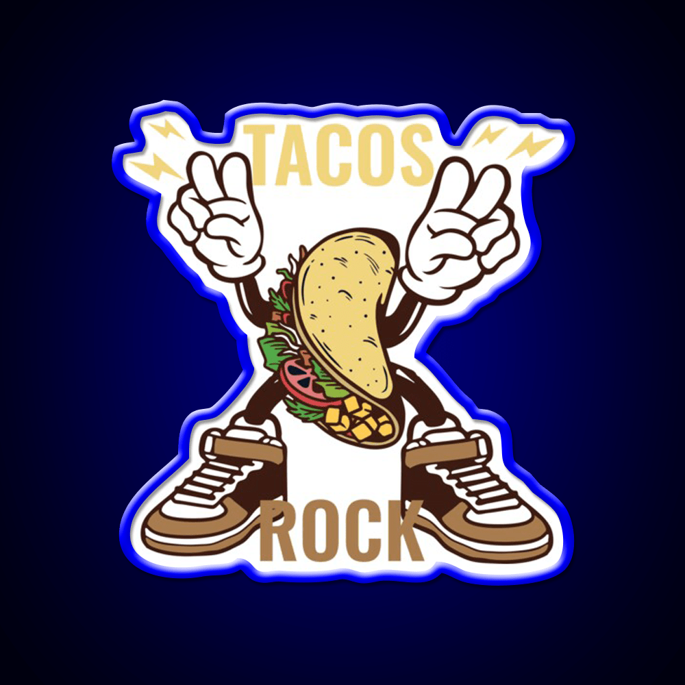 Tacos Rock Funny Food Taco Led Neon Sign Mexican Food Sign Rgb Color - Shineneon