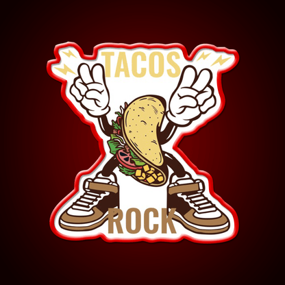 Tacos Rock Funny Food Taco Led Neon Sign Mexican Food Sign Rgb Color - Shineneon