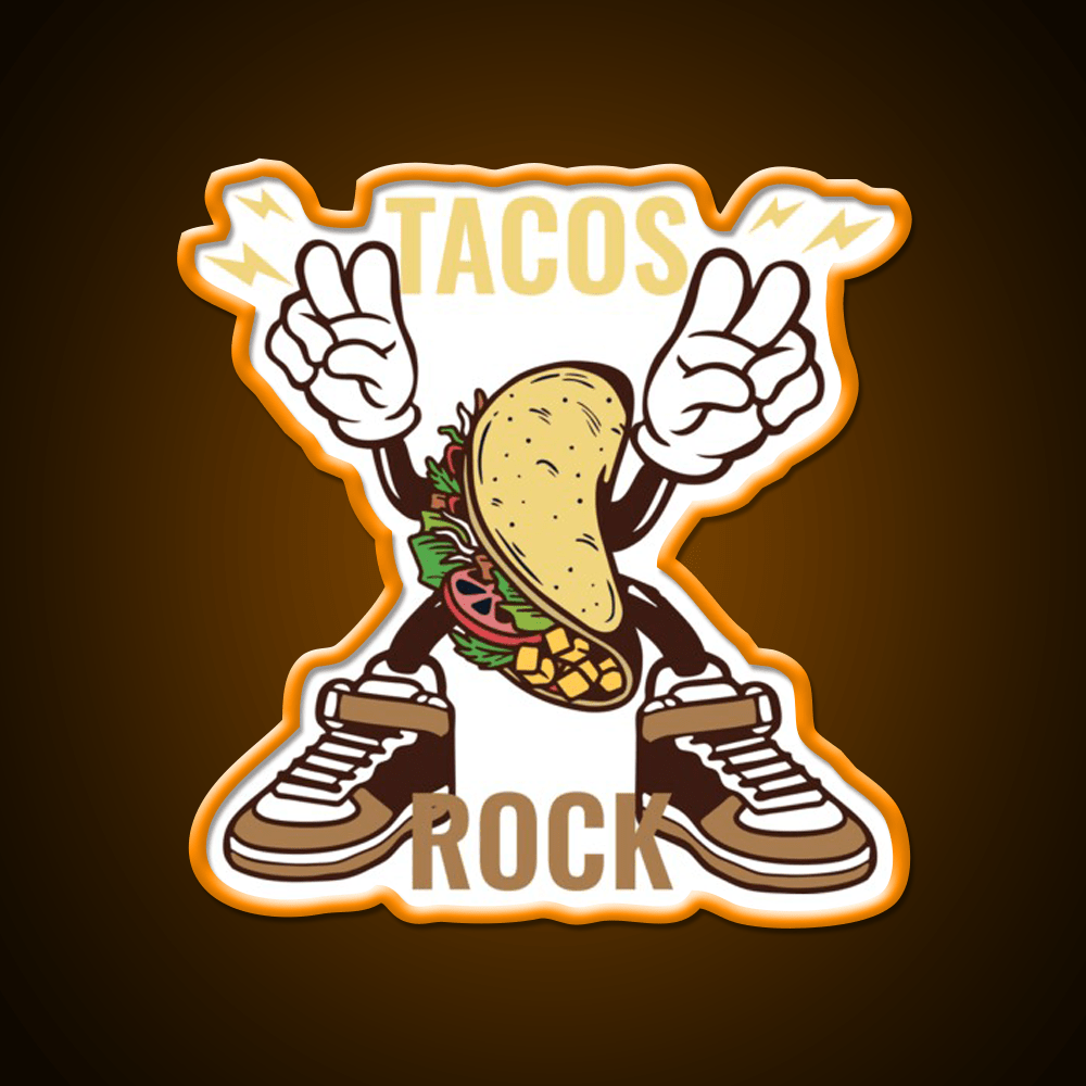 Tacos Rock Funny Food Taco Led Neon Sign Mexican Food Sign Rgb Color - Shineneon