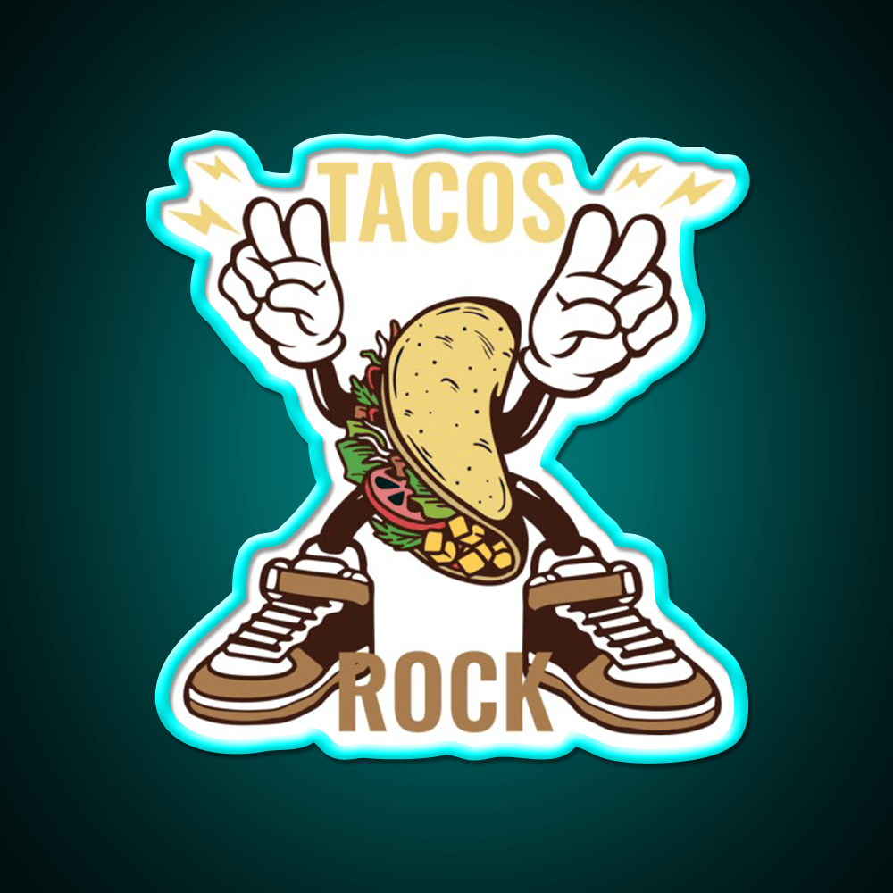 Tacos Rock Funny Food Taco Led Neon Sign Mexican Food Sign Rgb Color - Shineneon