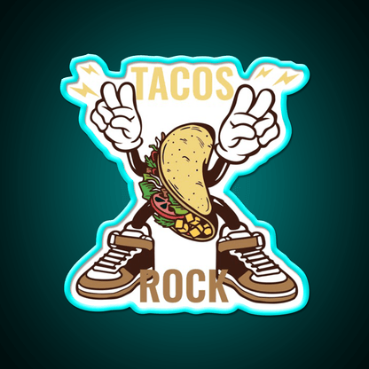 Tacos Rock Funny Food Taco Led Neon Sign Mexican Food Sign Rgb Color - Shineneon