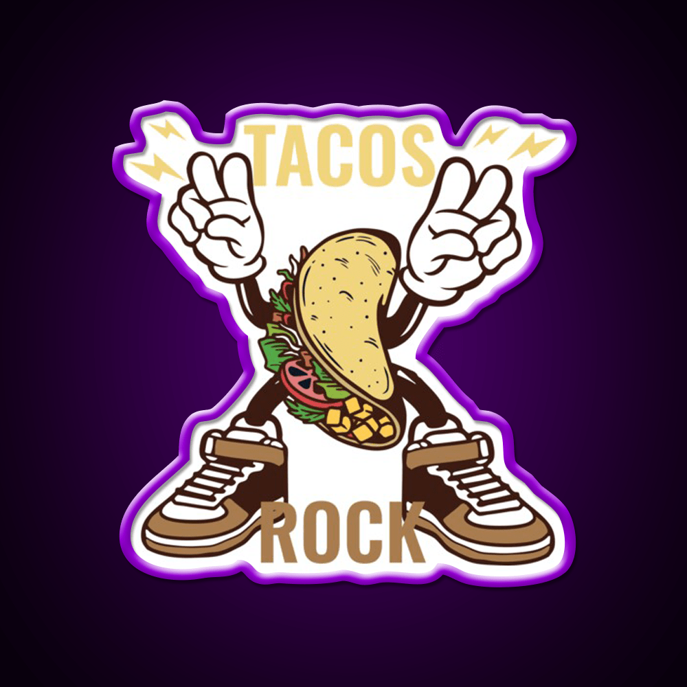 Tacos Rock Funny Food Taco Led Neon Sign Mexican Food Sign Rgb Color - Shineneon