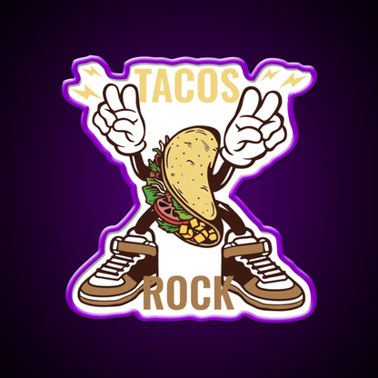 Tacos Rock Funny Food Taco Led Neon Sign Mexican Food Sign Rgb Color - Shineneon