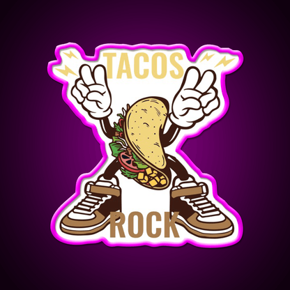 Tacos Rock Funny Food Taco Led Neon Sign Mexican Food Sign Rgb Color - Shineneon