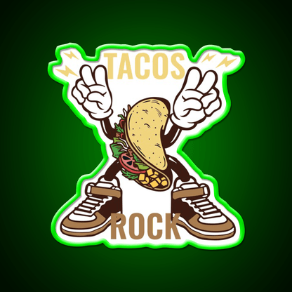 Tacos Rock Funny Food Taco Led Neon Sign Mexican Food Sign Rgb Color - Shineneon