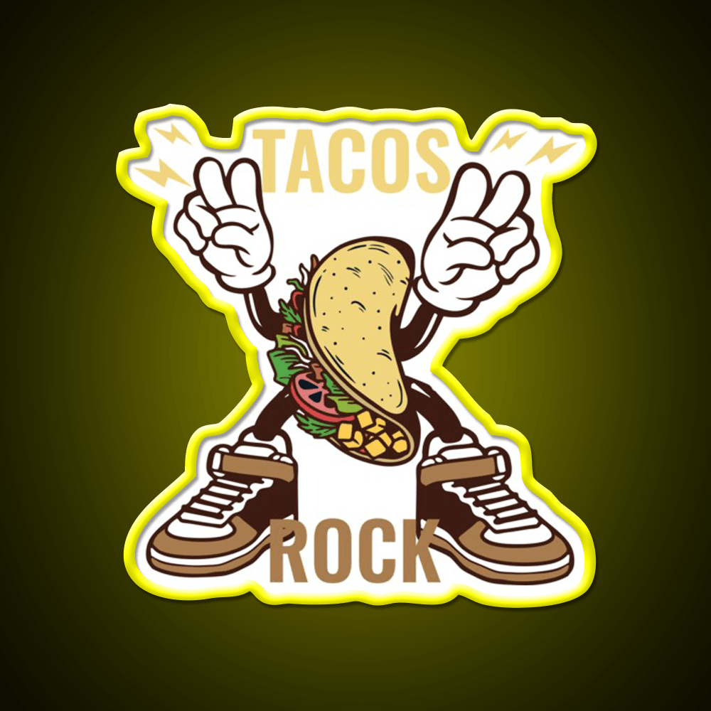 Tacos Rock Funny Food Taco Led Neon Sign Mexican Food Sign Rgb Color - Shineneon