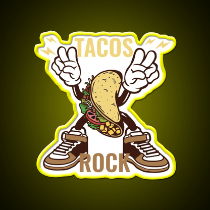 Tacos Rock Funny Food Taco Led Neon Sign Mexican Food Sign Rgb Color - Shineneon
