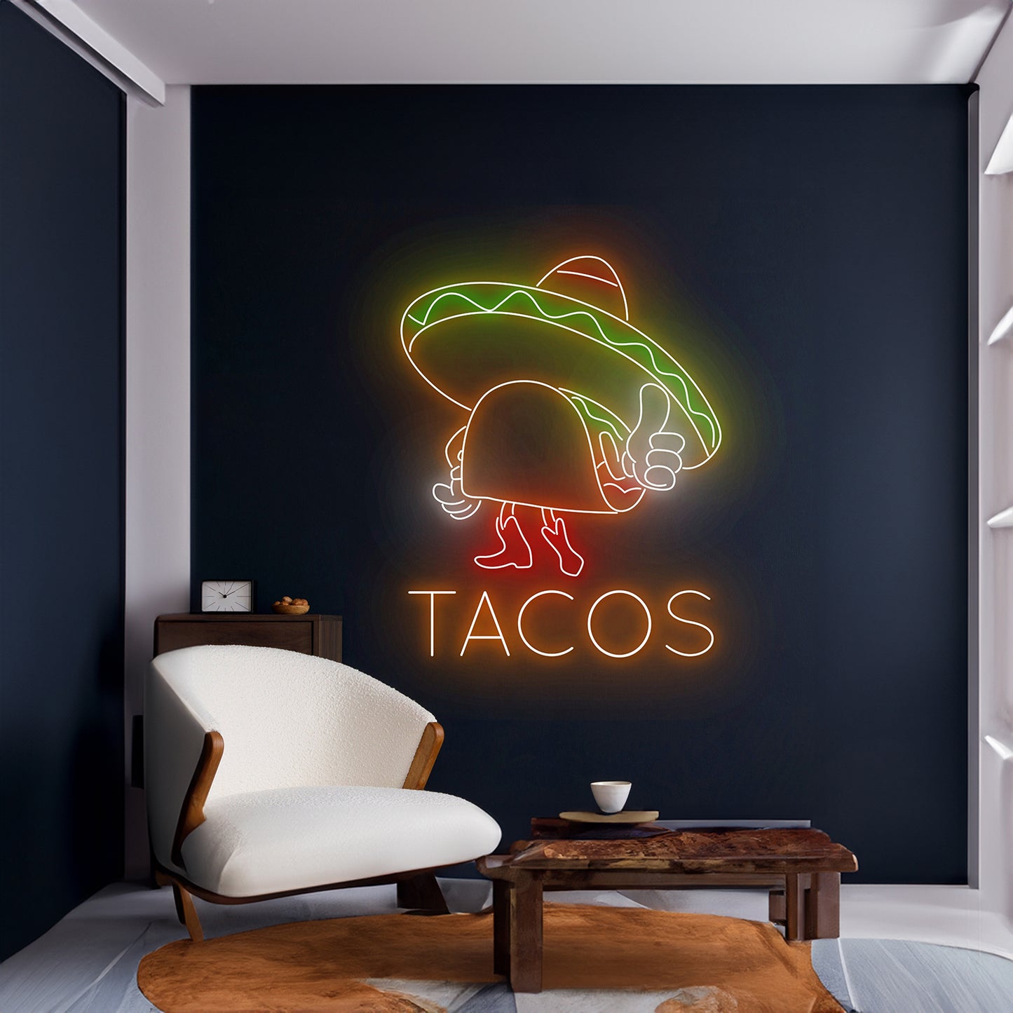 Tacos Sombrero Hat Neon Sign