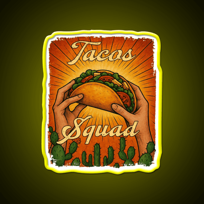Tacos Squad Mexican Food Taco Led Neon Sign Mexican Food Sign Rgb Color - Shineneon