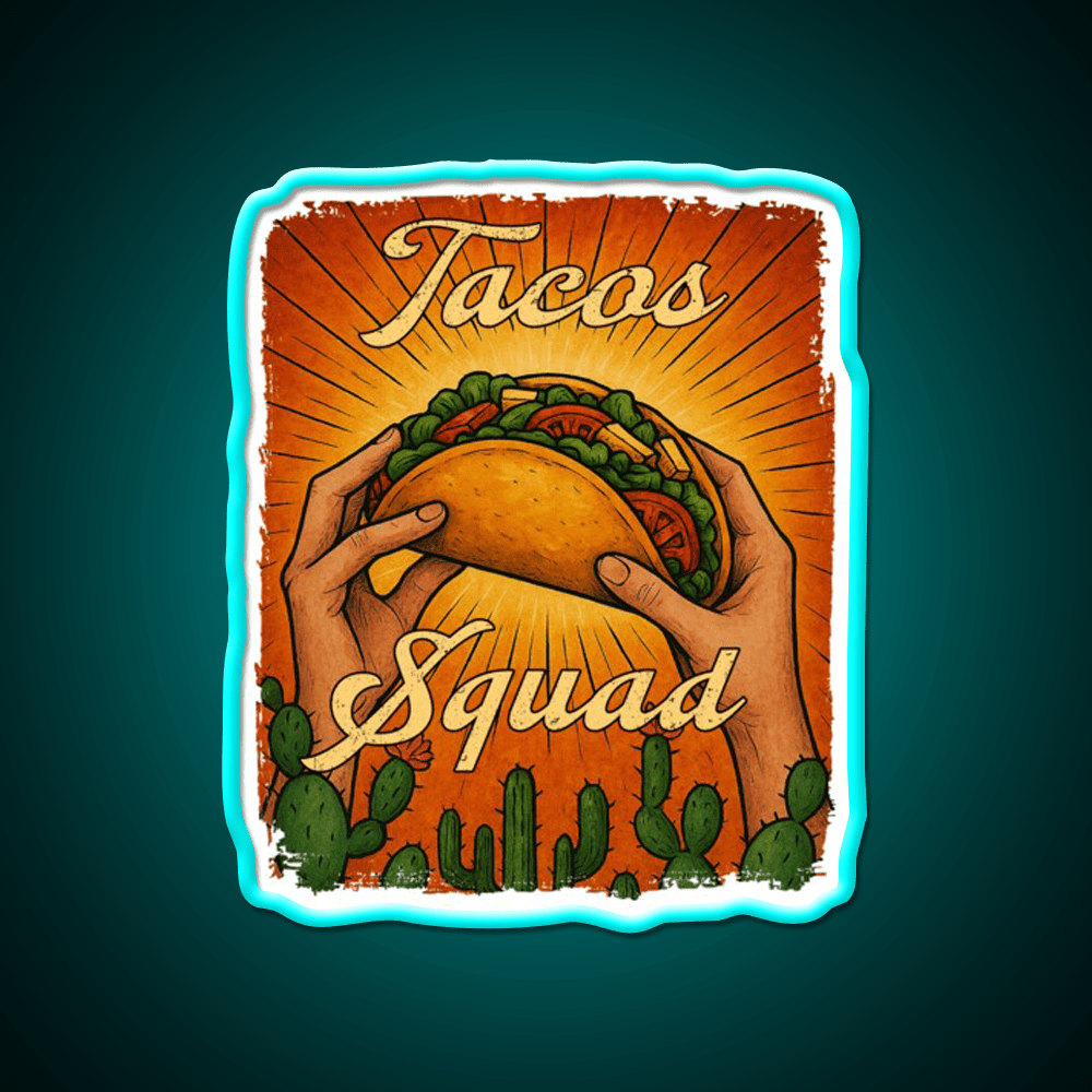 Tacos Squad Mexican Food Taco Led Neon Sign Mexican Food Sign Rgb Color - Shineneon
