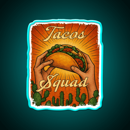 Tacos Squad Mexican Food Taco Led Neon Sign Mexican Food Sign Rgb Color - Shineneon