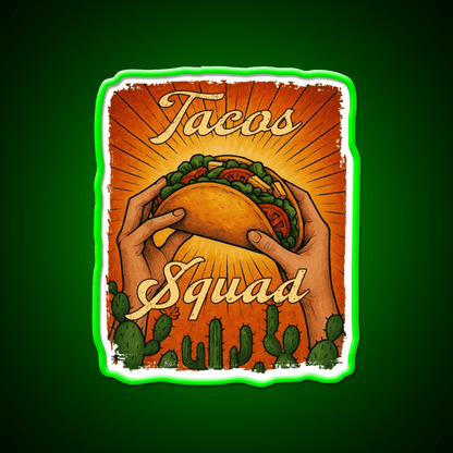 Tacos Squad Mexican Food Taco Led Neon Sign Mexican Food Sign Rgb Color - Shineneon