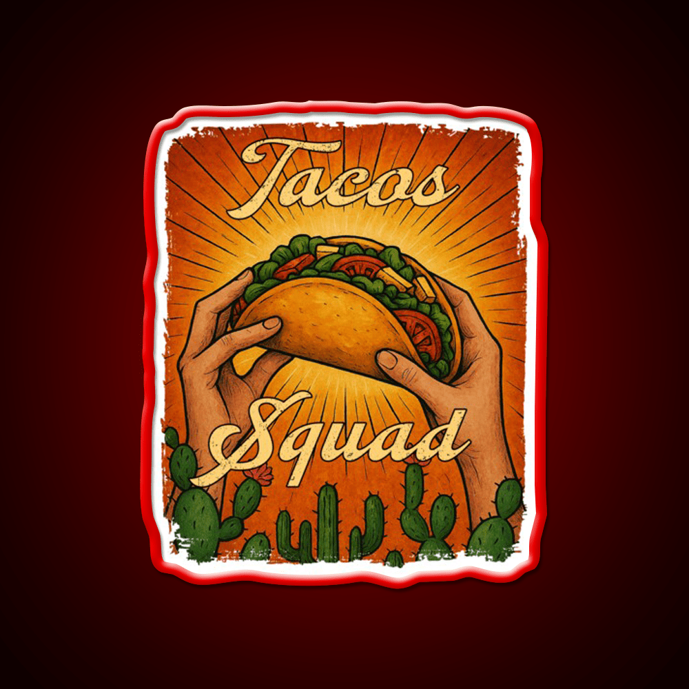 Tacos Squad Mexican Food Taco Led Neon Sign Mexican Food Sign Rgb Color - Shineneon