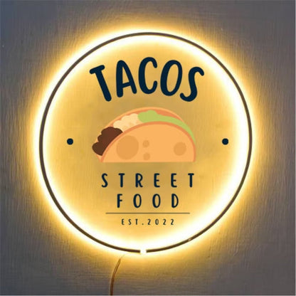 Tacos Street Food Acrylic Business Logo Sign - Shineneon