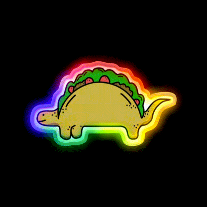 Tacosaurus Taco Led Neon Sign Mexican Food Sign Rgb Color - LED neon sign close-up detail