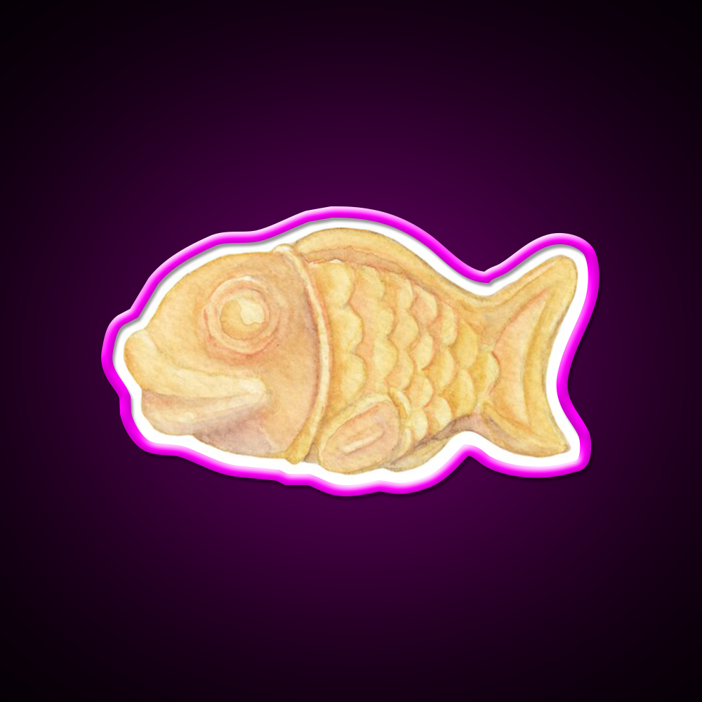 Taiyaki Asian Cultural Led Neon Sign Rgb Color - Neon sign mounted on wall in room