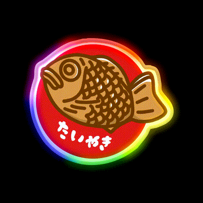 Taiyaki Snack Food Led Neon Sign Rgb Color - LED neon sign close-up detail