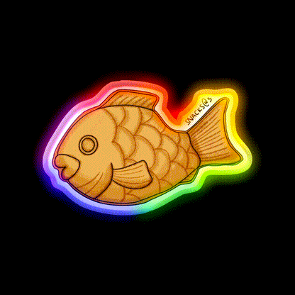 Taiyaki The Baked Fish Shaped Pastry Snack Food Led Neon Sign Rgb Color - LED neon sign close-up detail