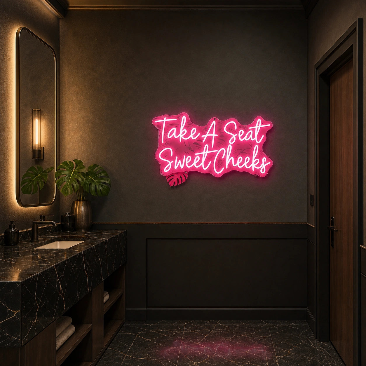 Take A Seat Sweet Cheeks LED Neon Sign Garage Man Cave Neon Sign size image