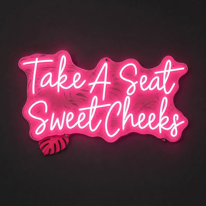 Take A Seat Sweet Cheeks LED Neon Sign Garage Man Cave Neon Sign - Shineneon