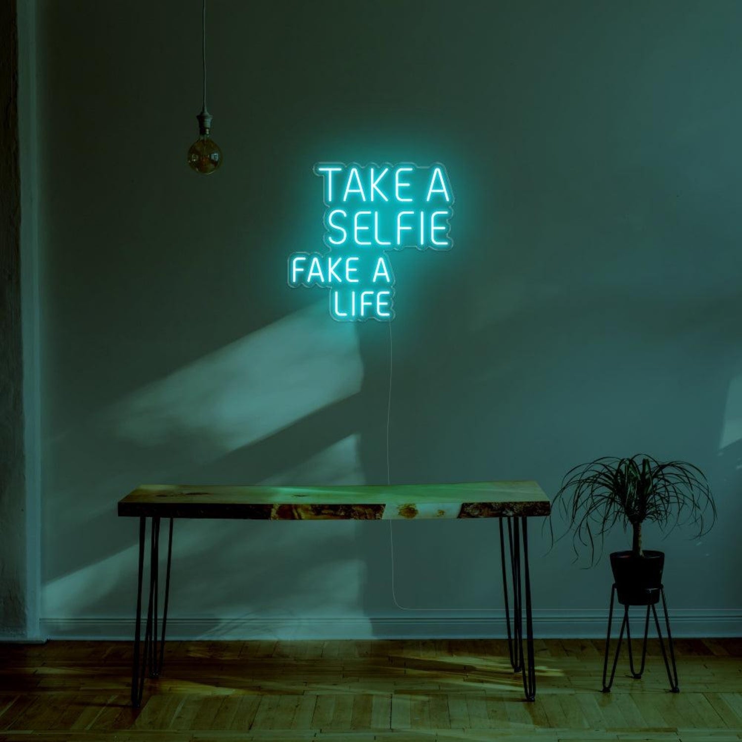 Take A Selfie Fake A Life Yellow Led Neon Sign For Modern Home Cafe Decor | Shineneon